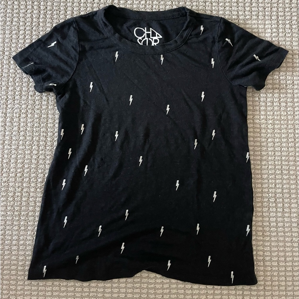CHASER BLACK T Shirt with White lightning bolts size XS